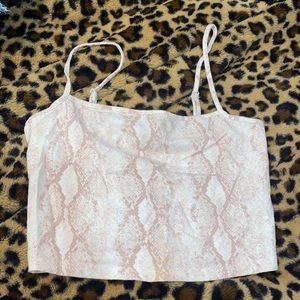 Forever 21 Pink and Cream Snake Print Crop Top